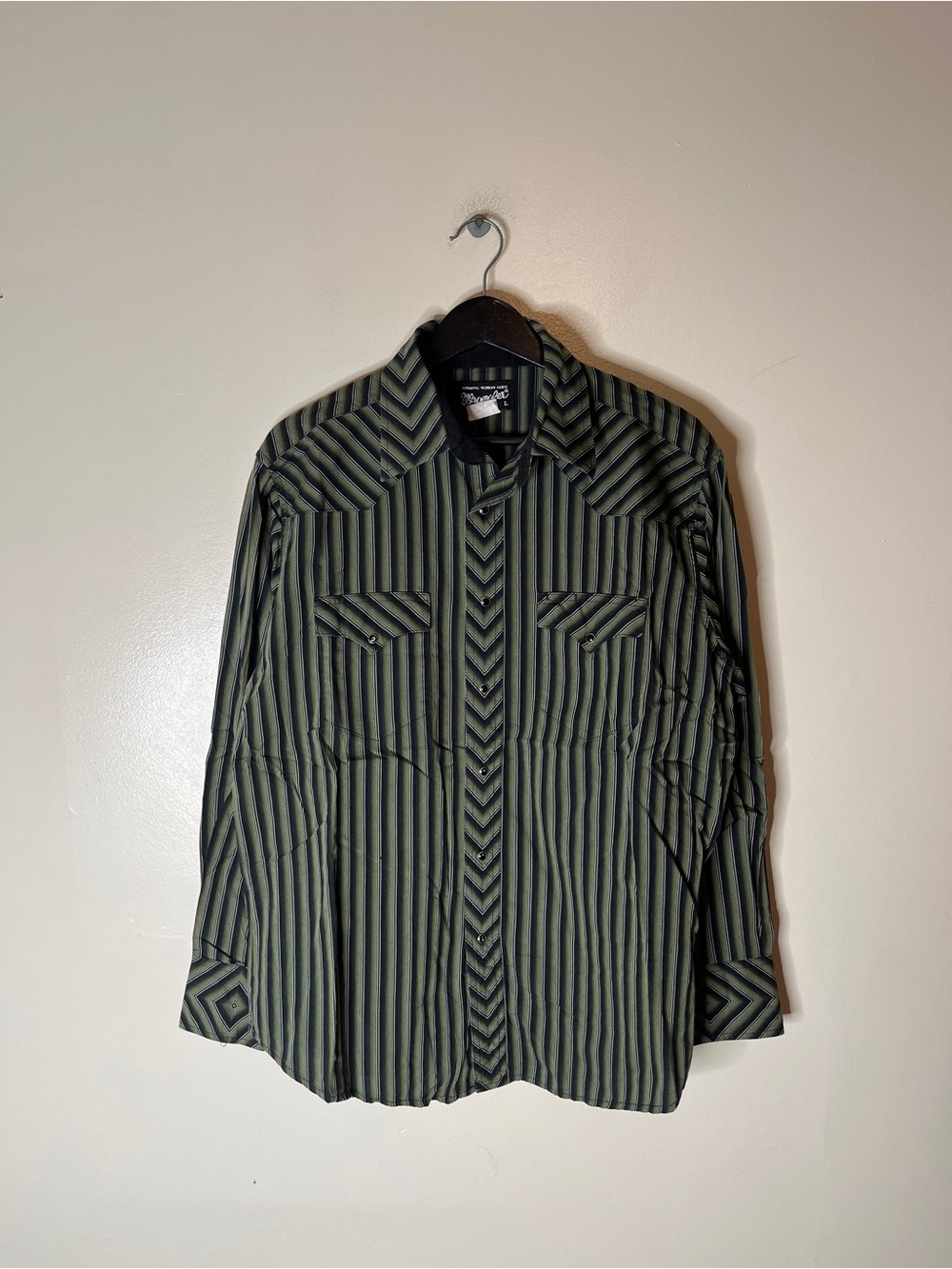 Vintage Wrangler Western Pearl Snap Long Sleeve Shirt Mens Size Large